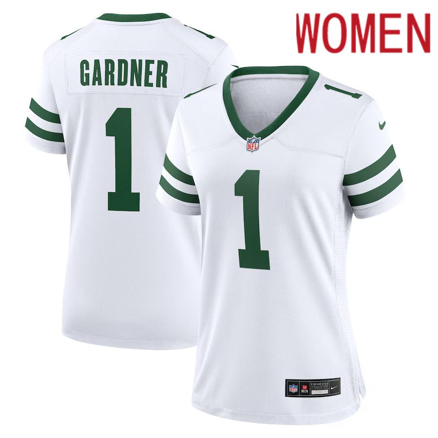 Women New York Jets #1 Ahmad Sauce Gardner Nike White Legacy Player Game NFL Jersey